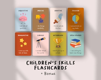 Children’s Skills Flashcards | Preschool Learning Cards | Toddler Educational Printable | Early Childhood Development | Fine Motor Skills
