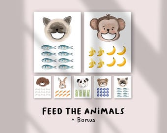 Feed the Animals Printable Activity – Sensory Play for Toddlers & Preschoolers, Montessori-Inspired Farm Animal Game, Instant Download