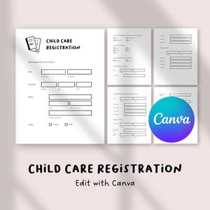 Formulario de registro para guarderías infantiles (editable en Canva) / Formulario de admisión preescolar imprimible / Hoja de información infantil (PDF)