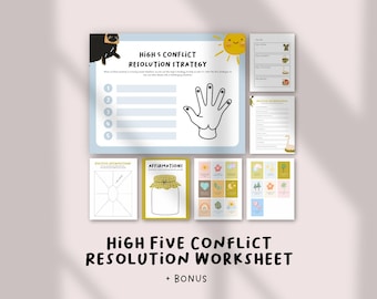 High Five Conflict Resolution Worksheet for Kids | Problem Solving & Social Skills Activity, Teacher / Counselor Resources, Parent