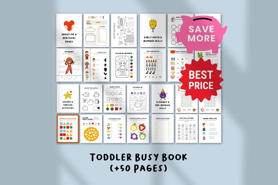 Toddler Busy Book | Printable Learning Activities | Quiet Book for Toddlers | Early Math Alphabet Emotions | Screen Free Play