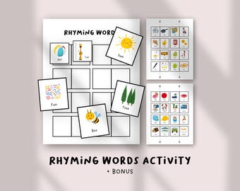 Rhyming Words Activity Worksheets | Preschool & Kindergarten Phonics Printable | Early Literacy PDF Games
