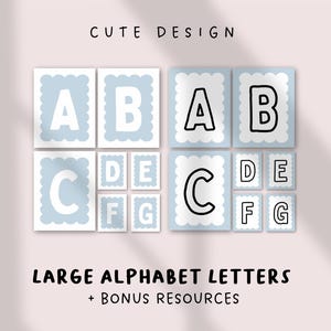 Large Alphabet Letters Printable | Bubble & Block Letters | A-Z Uppercase Letters | PDF SVG | Flashcards | Homeschool and Classroom Decor