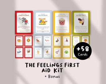 The Feelings First Aid  Kit | Kids Feelings Cards, Emotional Regulation Tools, Calm Down Activities, Therapy Coping Cards for Children