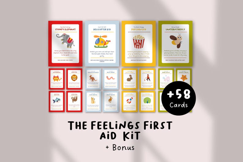 The Feelings First Aid Kit | Kids Feelings Cards, Emotional Regulation Tools, Calm Down Activities, Therapy Coping Cards for Children image 1