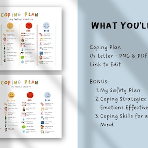 Editable Coping Skills for Kids Printable, Self-Regulation Zones & Calm Down Strategies, Grounding Techniques Chart, Calming Corner Behavior image 2