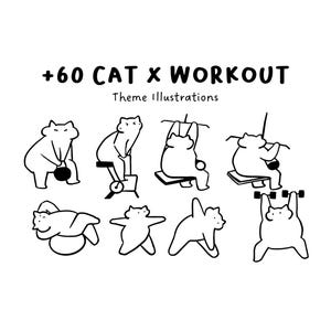 Conjunto de ilustraciones de más de 60 gatos y entrenamiento en formato Ai, svg, pdf, png y jpg / paquete de vectores