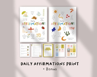 Positive Affirmations Wall Art Printable | Therapy Office & Classroom Decor | Mental Health and CBT Poster | Calming Corner | Download Gift