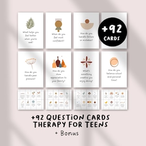 Therapy Question Cards for Teens, Printable Conversation Starters for Counseling, Mental Health Flashcards, DBT Therapy Tools for Therapists