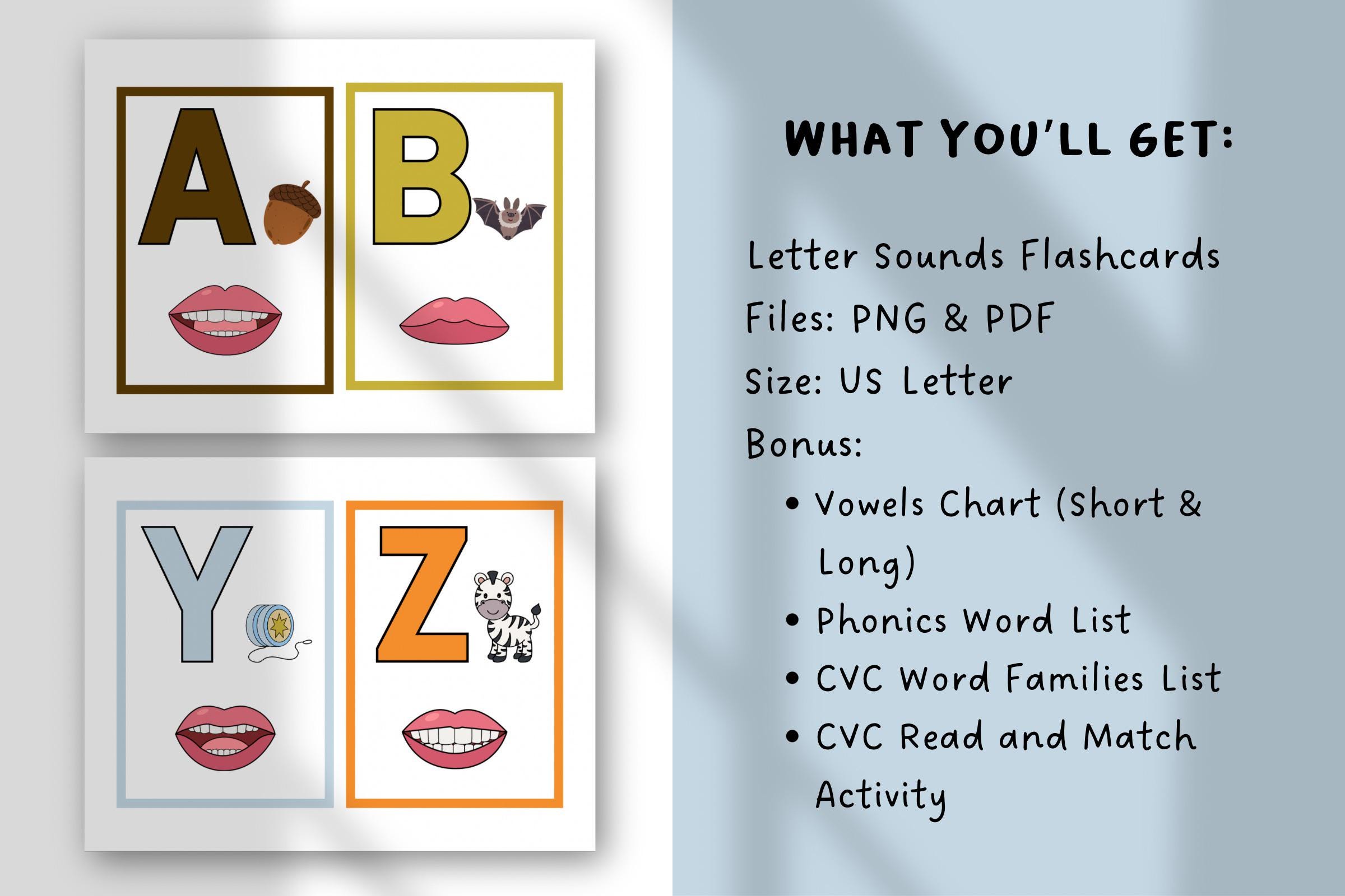 Letter Sounds Flashcards for Kids | Phonics Learning Cards | Alphabet ...