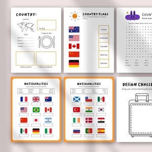Karteikarten mit Flaggen | Welt Geographie Printable | Länder & Flaggen Lernkarten | Sozialkunde im Klassenzimmer Bild 7
