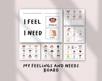 Tablero "Siento que necesito" / Tabla de registro de emociones para niños / Actividad de regulación emocional y aprendizaje socioemocional para niños pequeños y preescolares