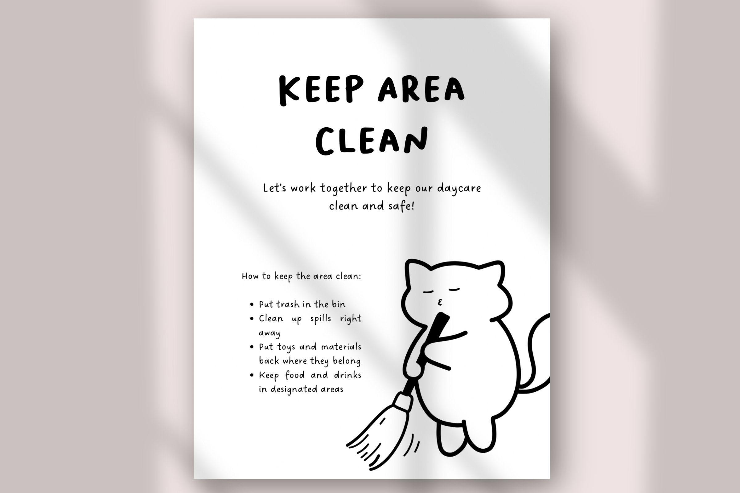 Editable Cleanliness Sign Bundle for Daycare | Keep Area Clean ...