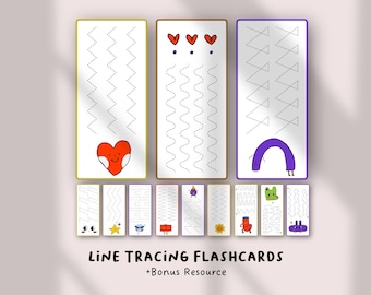 Line Tracing Flashcards | Pre-Writing Practice for Preschool | Fine Motor Skills Printable Worksheets for Kids