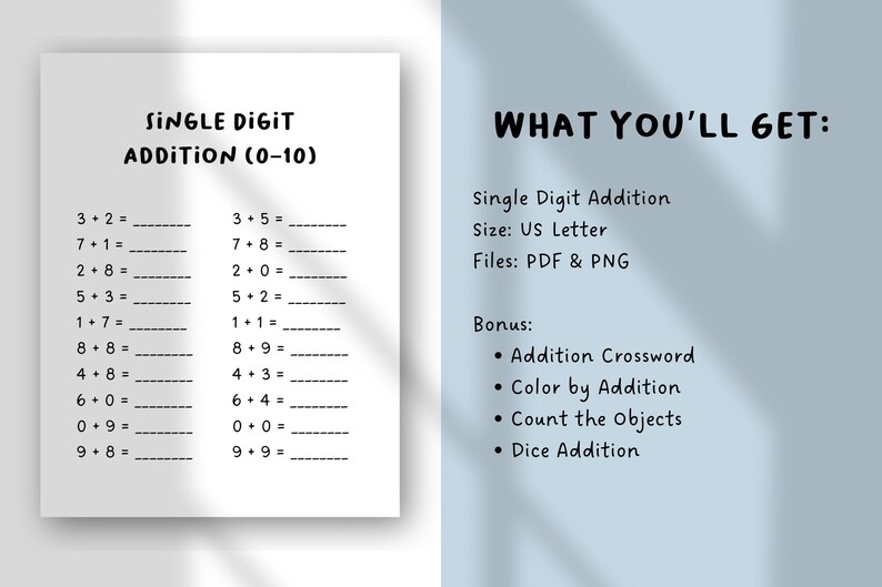 Single Digits Math Addition Lesson Plan Single Digit Addition Worksheet | Kindergarten Math Printable ...