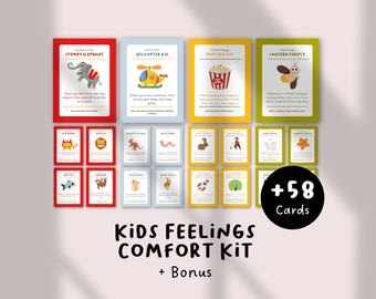 Kids Feelings Comfort Kit | Kids Feelings Cards, Emotional Regulation Tools, Calm Down Activities, Therapy Coping Cards for Children