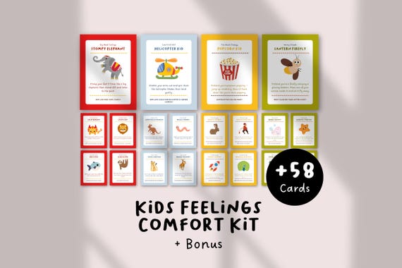 Kids Feelings Comfort Kit | Kids Feelings Cards, Emotional Regulation Tools, Calm Down Activities, Therapy Coping Cards for Children