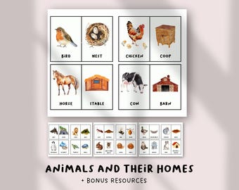 Animals and Their Homes Matching Cards – Preschool Printable Learning Game – Habitat Matching Activity