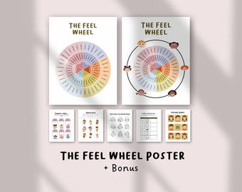 Emotion Wheel Printable, Feelings Chart for Kids, Emotions Color Zones Poster, Calm Down Corner & Therapy Tool, School Counseling Decor