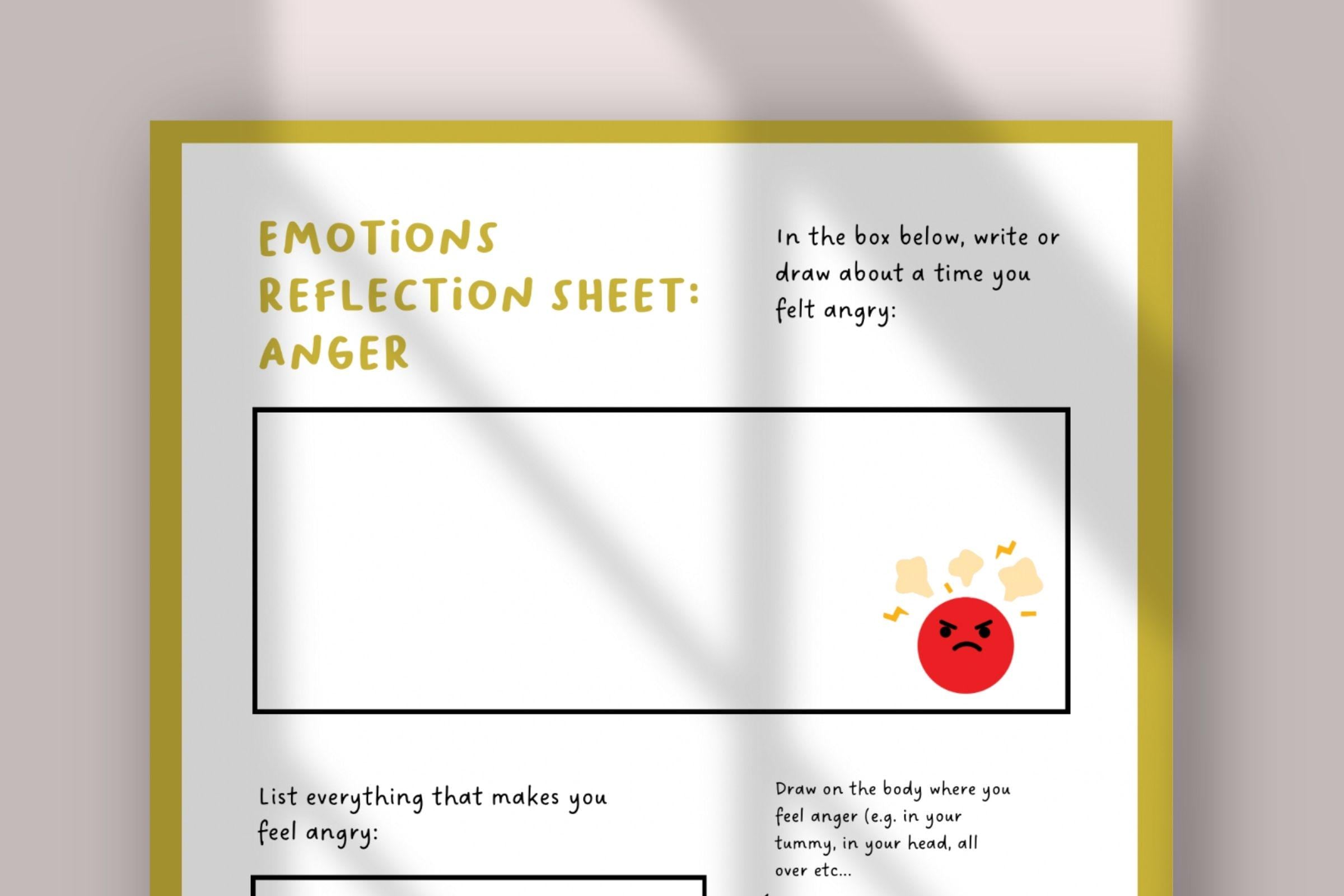 Anger Reflection Worksheet for Kids | SEL Emotional Regulation ...