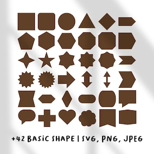 42+ Basic Shapes SVG Bundle,  Simple Geometric Clipart,  PNG JPEG Files, Digital Download for Crafts & Design