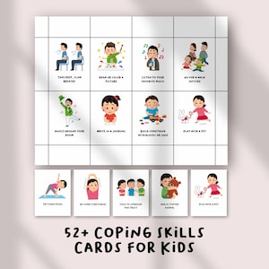 Coping Skills Cards for Kids, Anxiety & Emotional Regulation Tools, Calm Down Corner Printable, SEL Activities for Self-Control