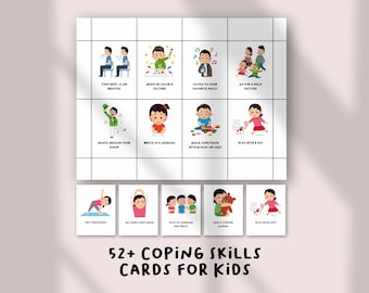 Coping Skills Cards for Kids, Anxiety & Emotional Regulation Tools, Calm Down Corner Printable, Calming Corner Flashcards, SEL