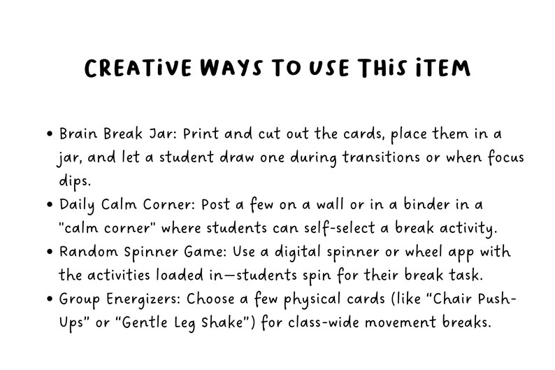 92+ Emotional & Movement Break Cards | Playful Self-Regulation Reset Cards | Activity Cards for Kids | Mindfulness SEL image 7