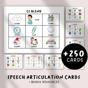 250+ Speech Articulation Flash Cards for Kids | Printable Speech Therapy Cards | Toddler Language Learning Game | SLP Teaching Tool