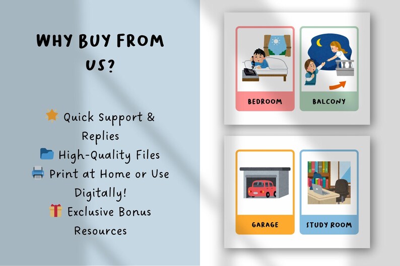 House Rooms Flashcards | Parts of the House Vocabulary Cards | ESL ...