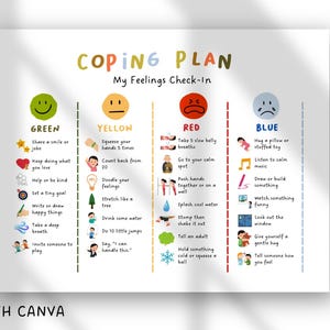 Editable Coping Skills for Kids Printable, Self-Regulation Zones & Calm Down Strategies, Grounding Techniques Chart, Calming Corner Behavior image 4
