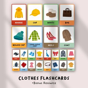Schede didattiche sui vestiti per bambini / Schede di vocabolario ESL / Abbigliamento e stagioni stampabili / Attività di apprendimento dell'inglese per la scuola materna e l'asilo