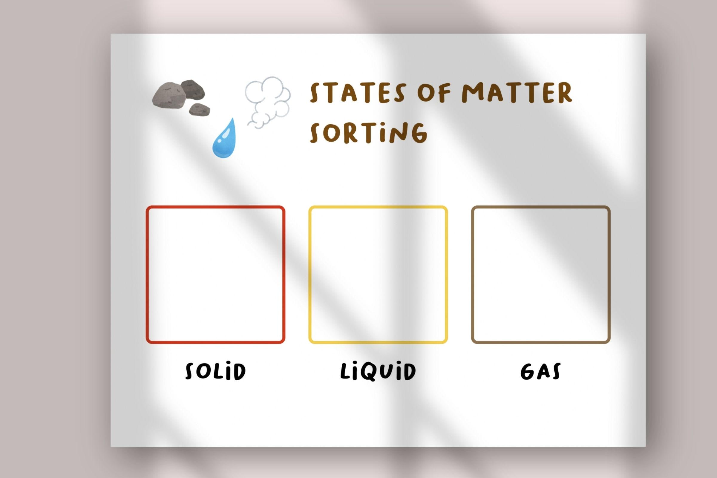 States of Matter Sorting | Solid Liquid Gas Activity | Chemistry ...