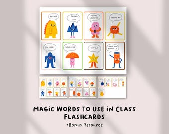 Magic Words Classroom Flashcards | Polite Words for Kids | Manners and Kindness Posters for Classroom Decor