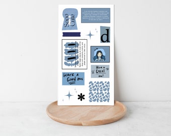 Scrapbook Zubehör: Blue Dreams Digitale Scrapbook Dekoration | Druckbare Materialien