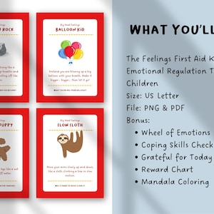 The Feelings First Aid Kit | Kids Feelings Cards, Emotional Regulation Tools, Calm Down Activities, Therapy Coping Cards for Children image 2