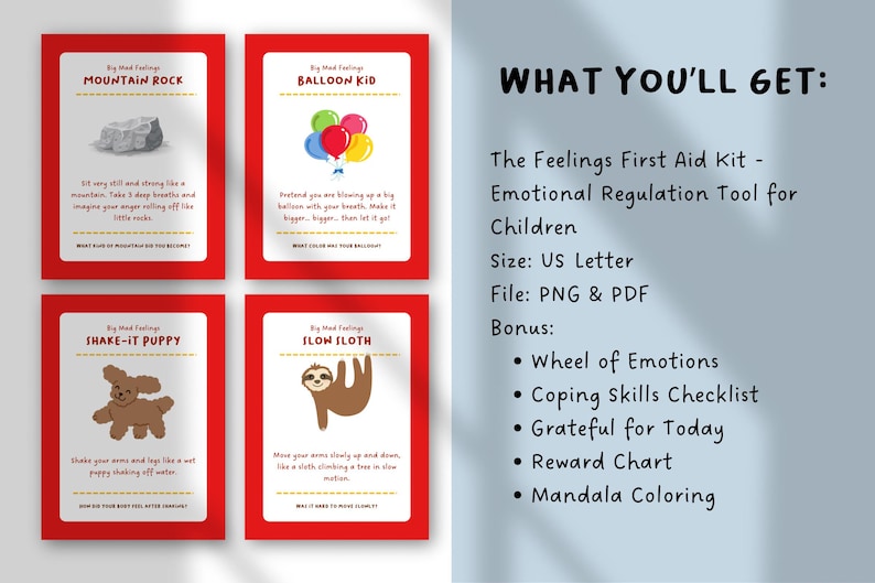The Feelings First Aid Kit | Kids Feelings Cards, Emotional Regulation Tools, Calm Down Activities, Therapy Coping Cards for Children image 2