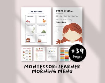 Montessori Morning Menu for Pre-K & Kindergarten | Homeschool Daily Learning Binder | Letter Tracing Worksheets, Preschool Activities PDF