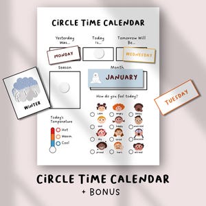 Circle Time Calendar | Morning Meeting Printable | Preschool & Kindergarten Routine | Days Months Weather Chart | Classroom Wall Display