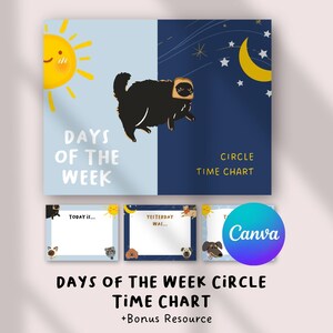 Days of the Week Circle Time Chart | ESL Calendar Vocabulary | Preschool Learning Printable | Months & Seasons Classroom Activity