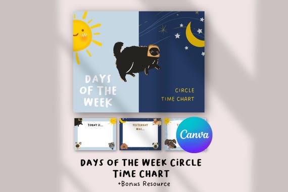 Days of the Week Circle Time Chart | ESL Calendar Vocabulary | Preschool Learning Printable | Months & Seasons Classroom Activity