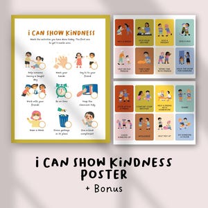 I Can Show Kindness Poster | SEL Wall Art for Kids | Acts of Kindness Chart | Classroom Character Education Printable | Kindness Visual Aid
