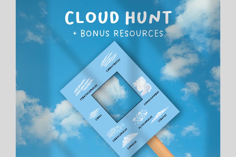 Cloud Hunt Printable for Kids | Nature Scavenger Hunt Game | Weather ...