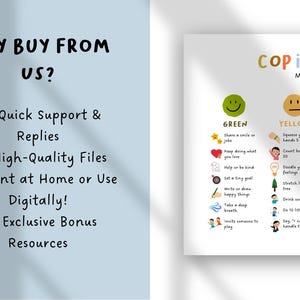 Editable Coping Skills for Kids Printable, Self-Regulation Zones & Calm Down Strategies, Grounding Techniques Chart, Calming Corner Behavior image 3