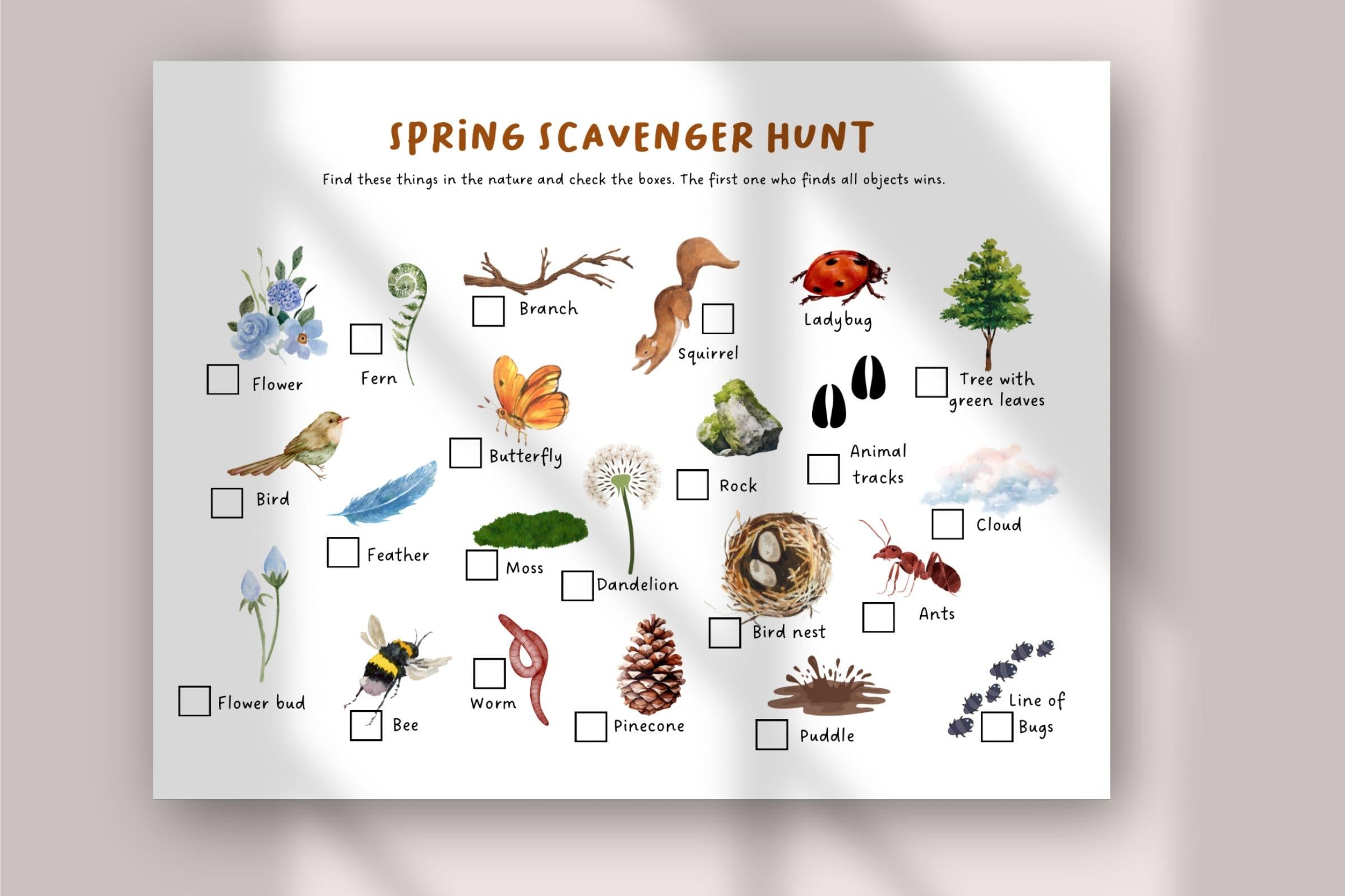 Spring Nature Scavenger Hunt Printable | Outdoor Adventure Activity for ...