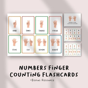 Numbers Finger Counting Flashcards | Math Number Recognition Activities | Preschool Counting Printable | Early Learning Math Center