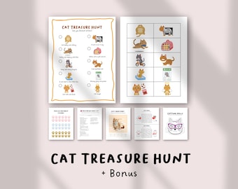 Cat Treasure Hunt for Kids | Printable Kitty-Themed Scavenger Hunt Game | Indoor & Outdoor Birthday Party Activity | Cute Cat Game