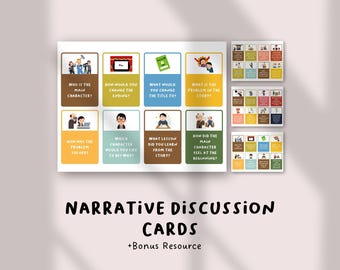 Narrative Discussion Cards for Kids | Storytelling Prompts | Reading Comprehension & Writing Activities | ESL Speaking Cards Printable