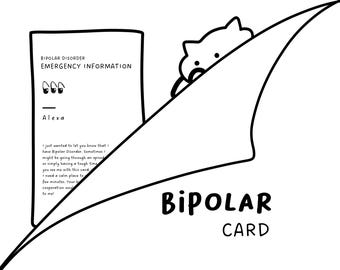 Cartão de informações de emergência personalizado para transtorno bipolar - Edite com Canva