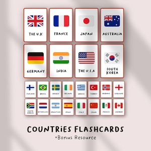 国旗フラッシュカード | 世界地理印刷物 | 国と国旗学習カード | 社会科授業教材